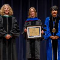 Provost Drake, Laura Hawk, and President Mantella